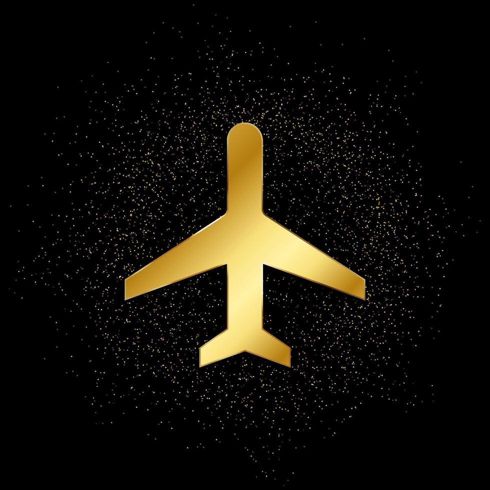 avión oro, icono. vector ilustración de dorado partícula en oro vector antecedentes