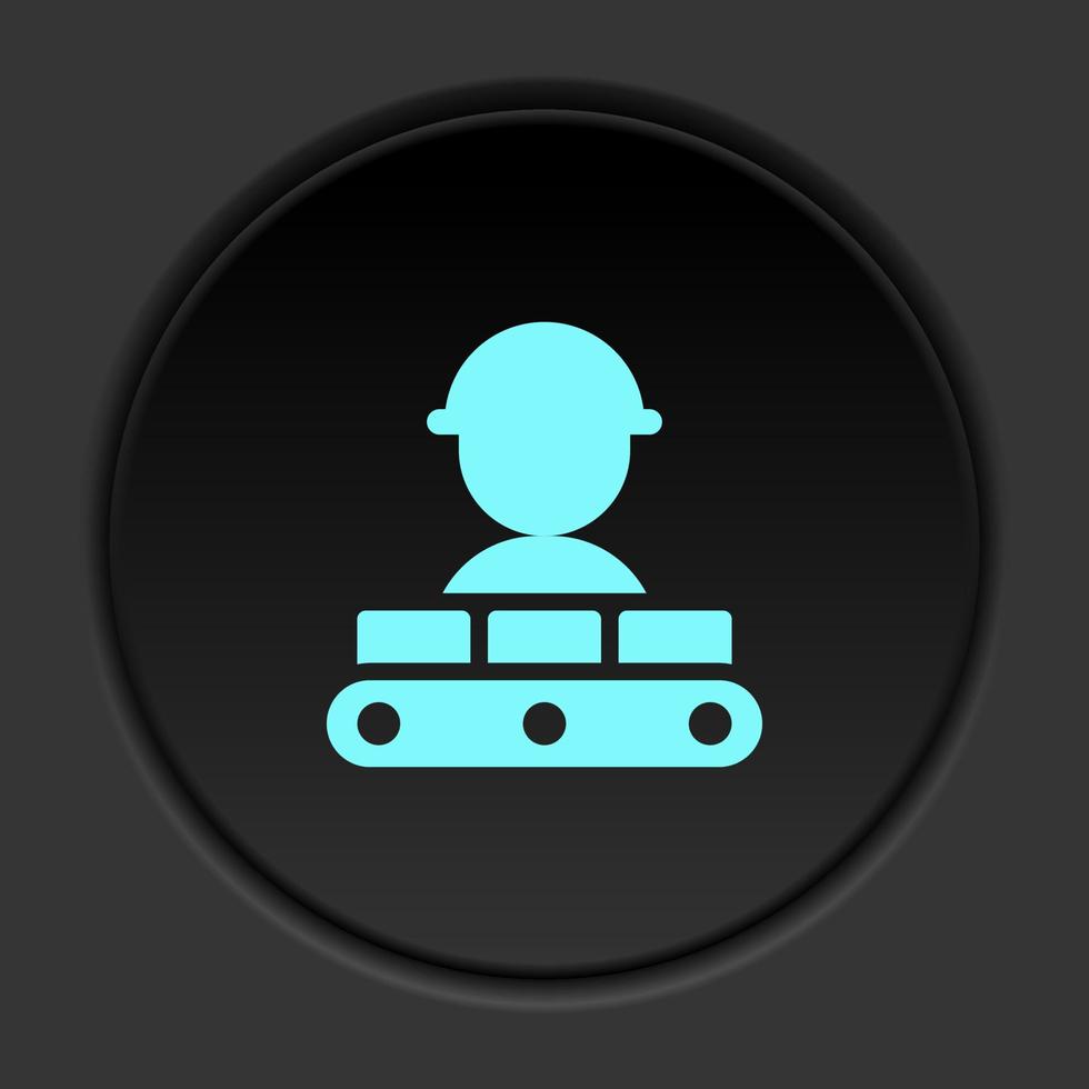 Dark button icon Mass production conveyor. Button banner round badge interface for application illustration on darken background vector