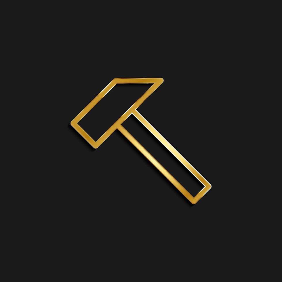 hammer, joinery, puller gold icon. Vector illustration of golden dark background .