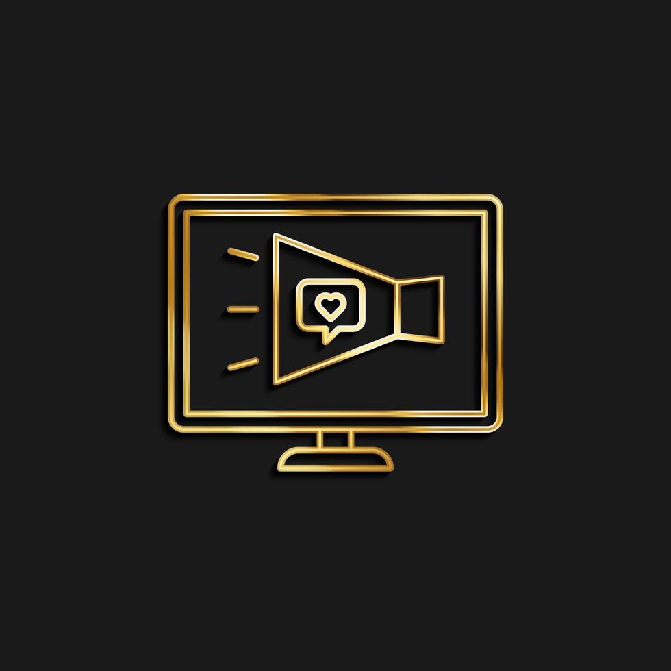 Digital, marketing, online gold icon. Vector illustration of golden icon on dark background