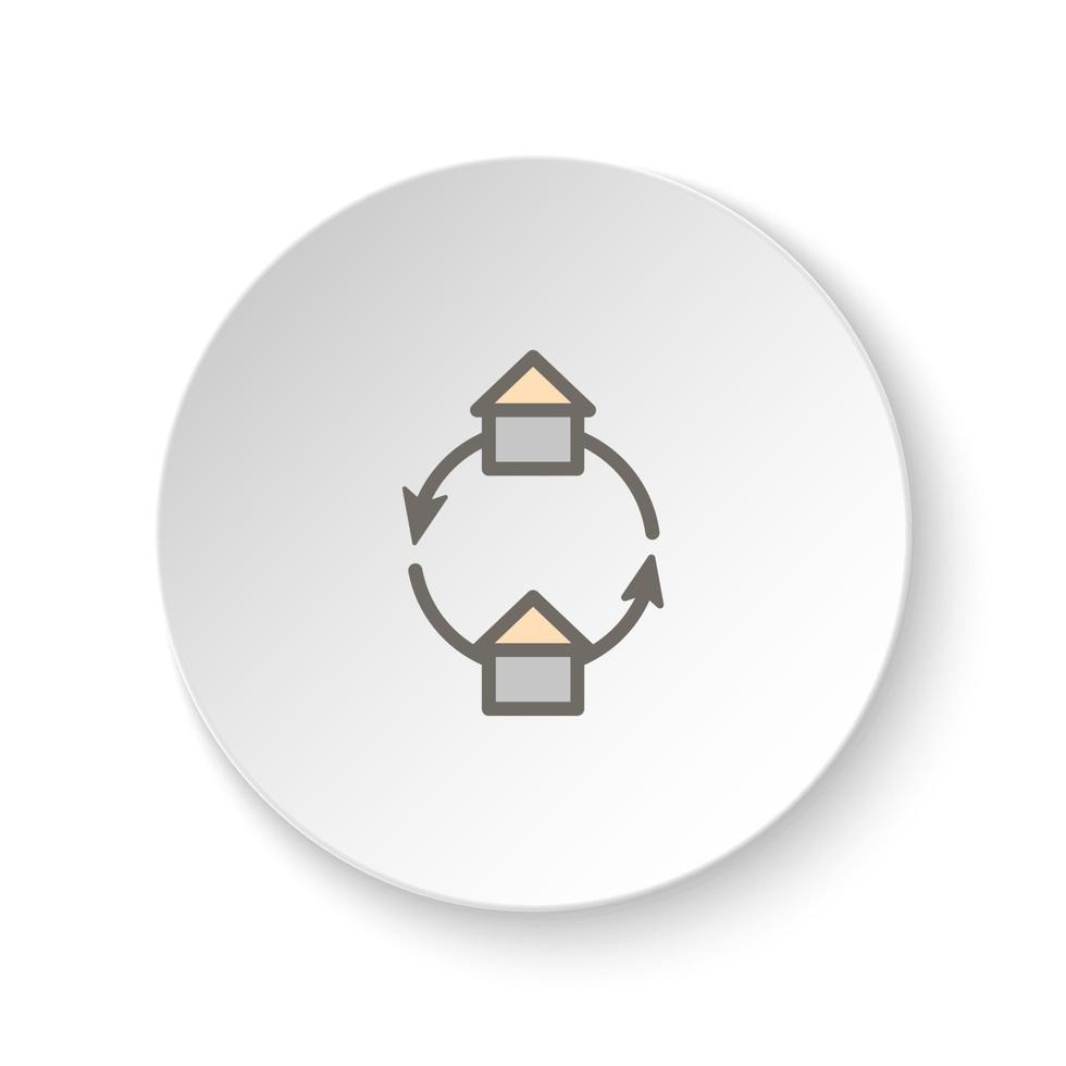 Round button for web icon, home, investment, loan, mortgage. Button banner round, badge interface for application illustration on white background vector