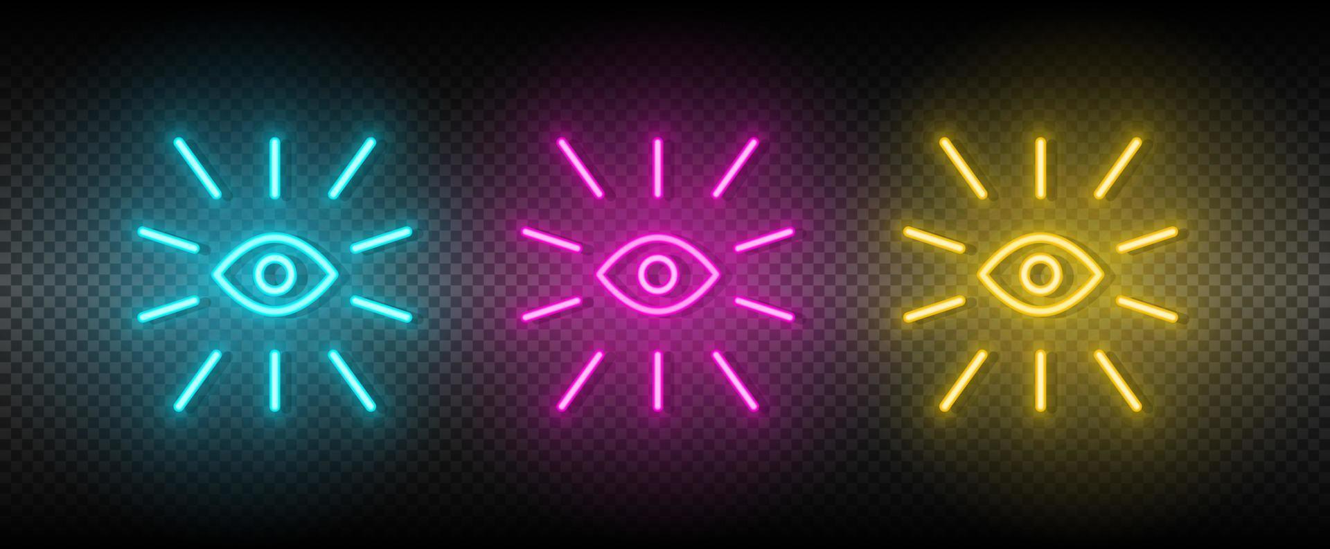 Eye symbol neon vector icon