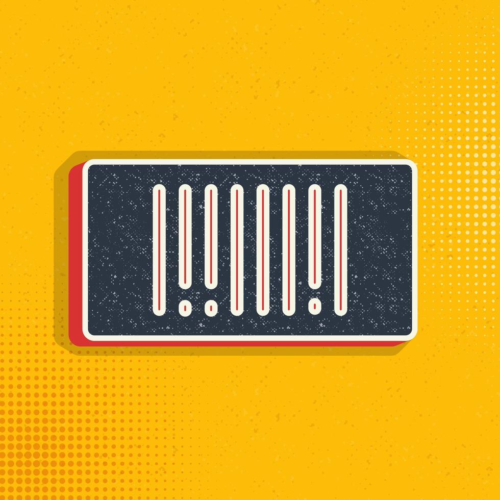 Mass production, bar code pop art, retro icon. Vector illustration of pop art style on retro background