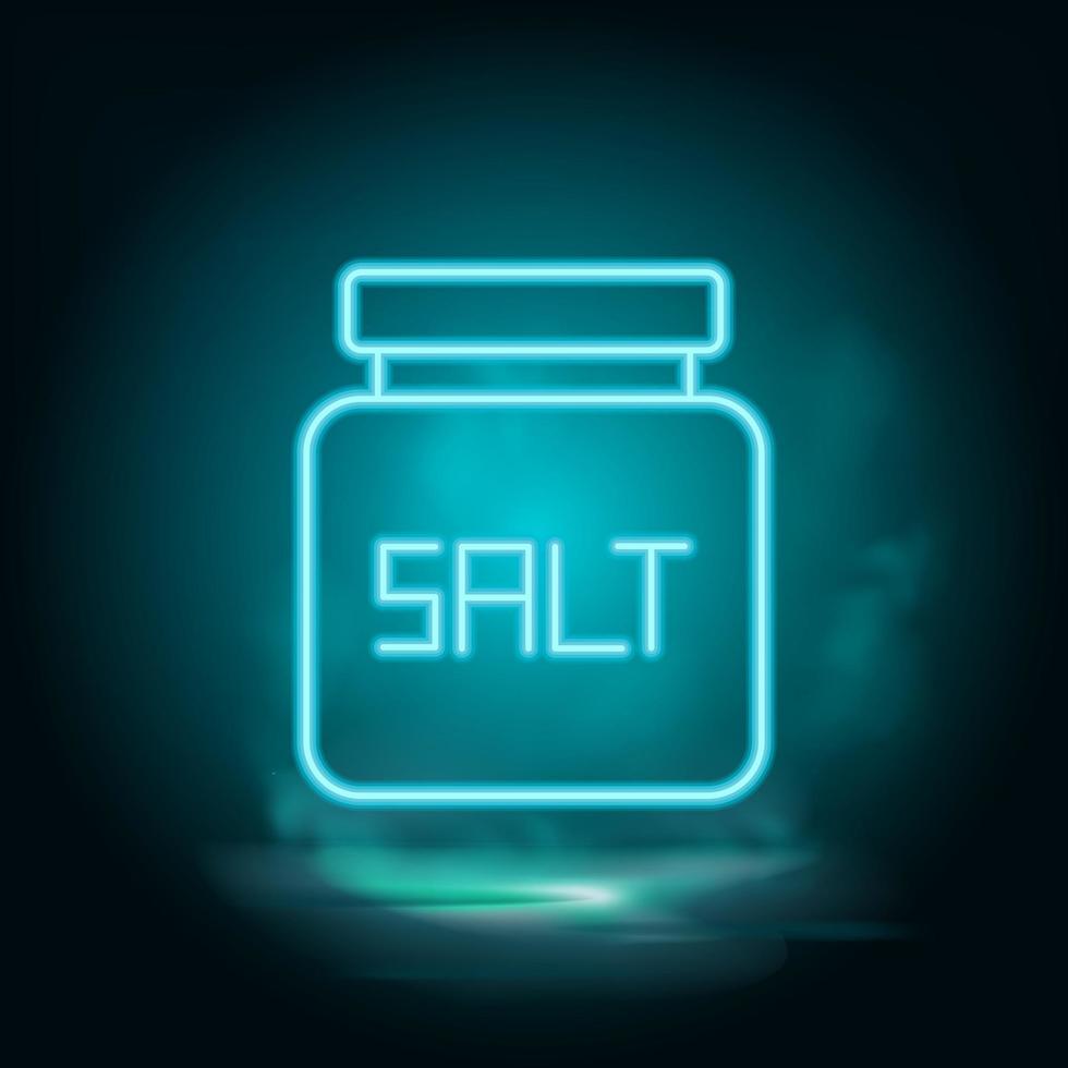 Salt, bottle vector neon icon. Food blue neon illustration. Salt, bottle vector neon icon on white background on white background