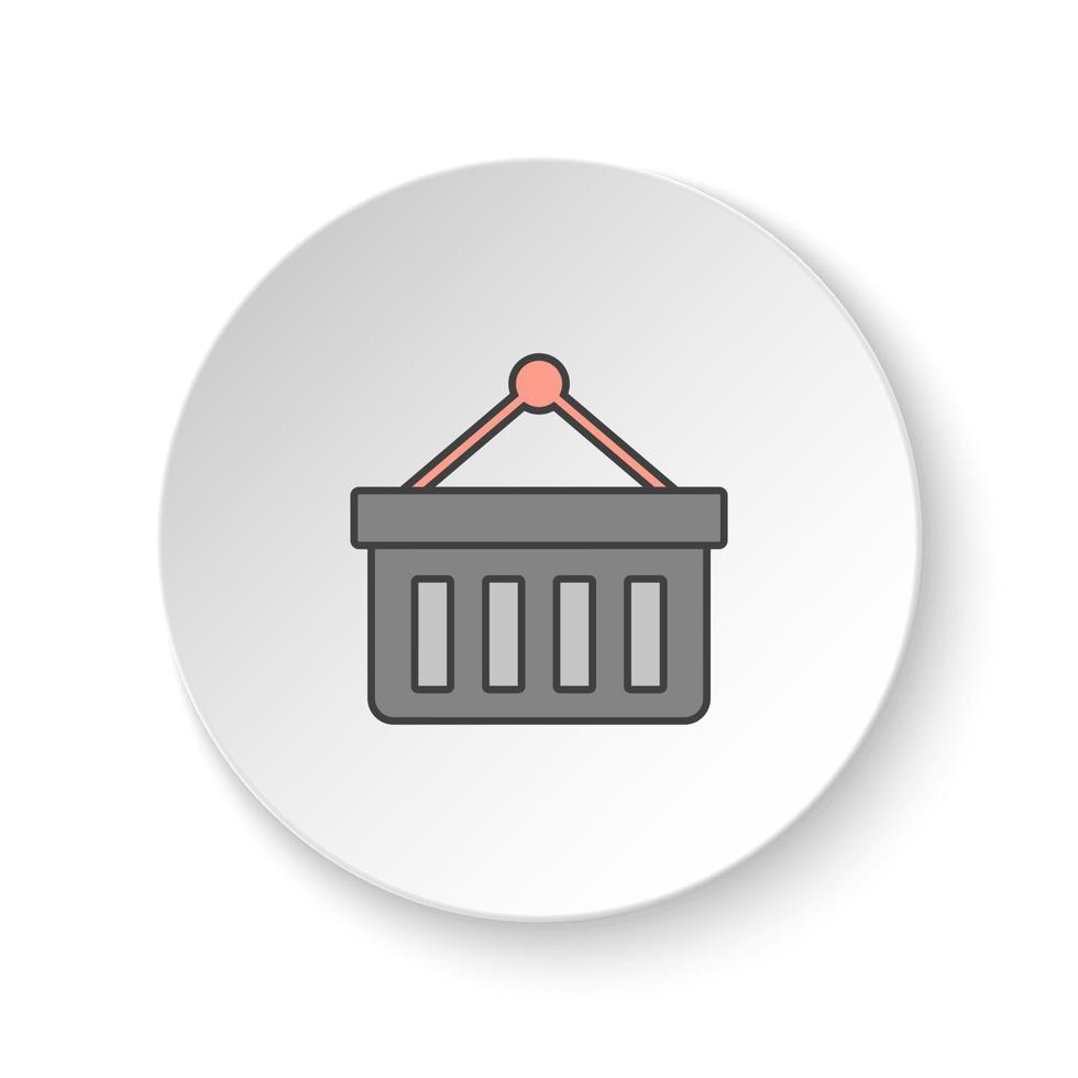 Round button for web icon, Basket. Button banner round, badge interface for application illustration on white background vector