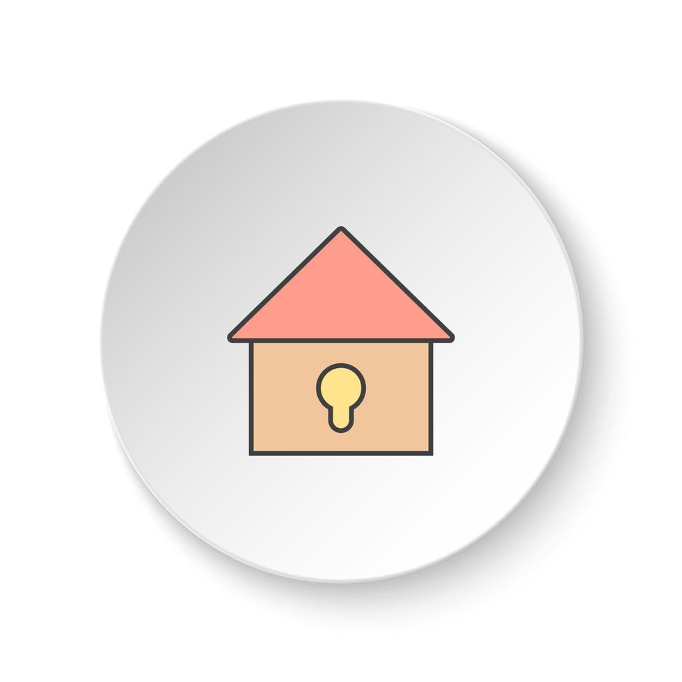 Round button for web icon, Locked house. Button banner round, badge interface for application illustration on white background vector