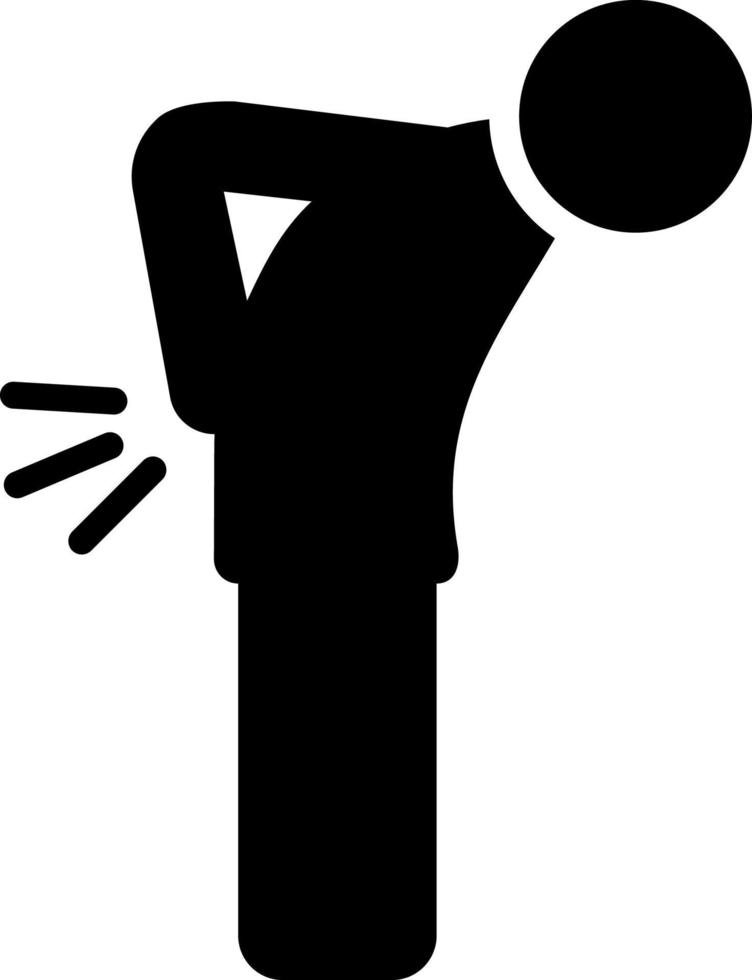 Backache vector icon. Style is flat rounded symbol, black color, rounded angles, white background