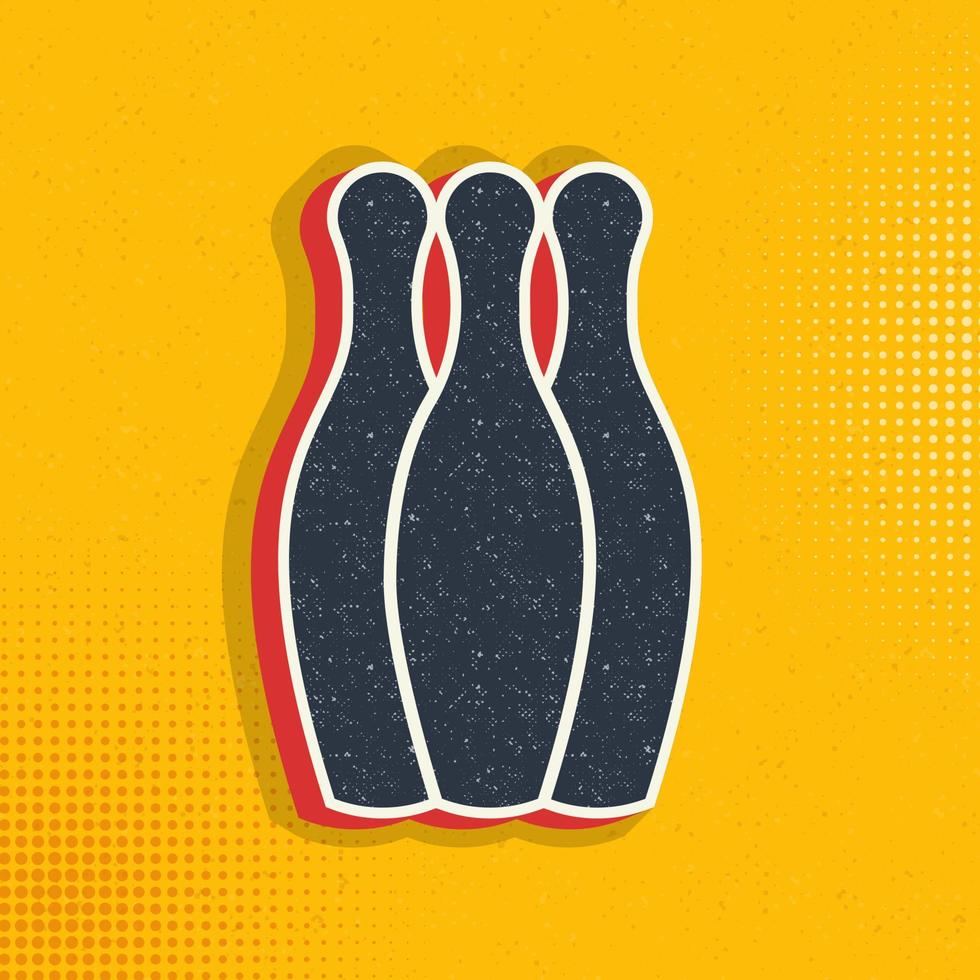 Bowling pop art, retro icon. Vector illustration of pop art style on retro background