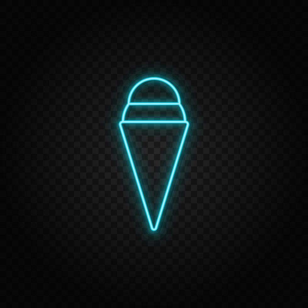 ice cream neon icon. Blue and yellow neon vector icon. Transparent background