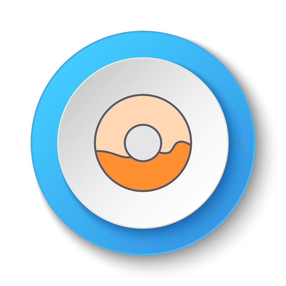 Round button for web icon, donut, doughnut. Button banner round, badge interface for application illustration on white background vector