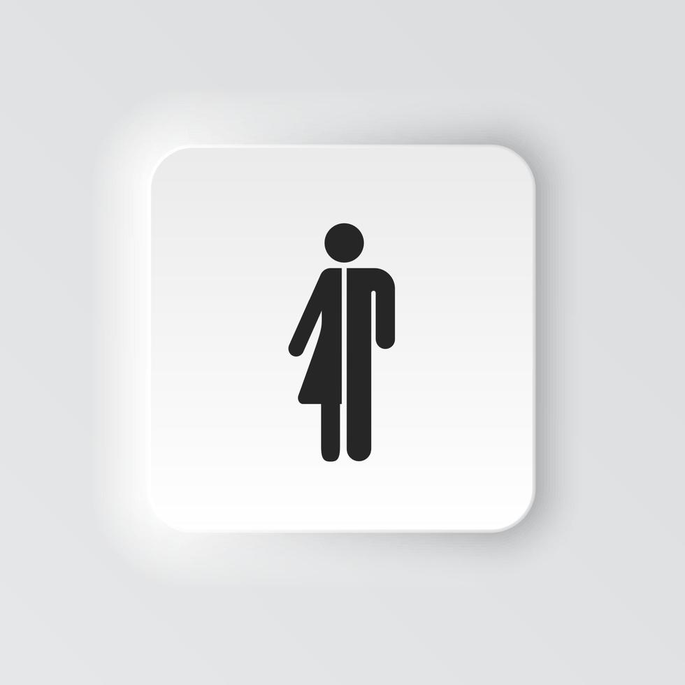 Rectangle button icon Woman man. Button banner Rectangle badge interface for application illustration on neomorphic style on white background vector