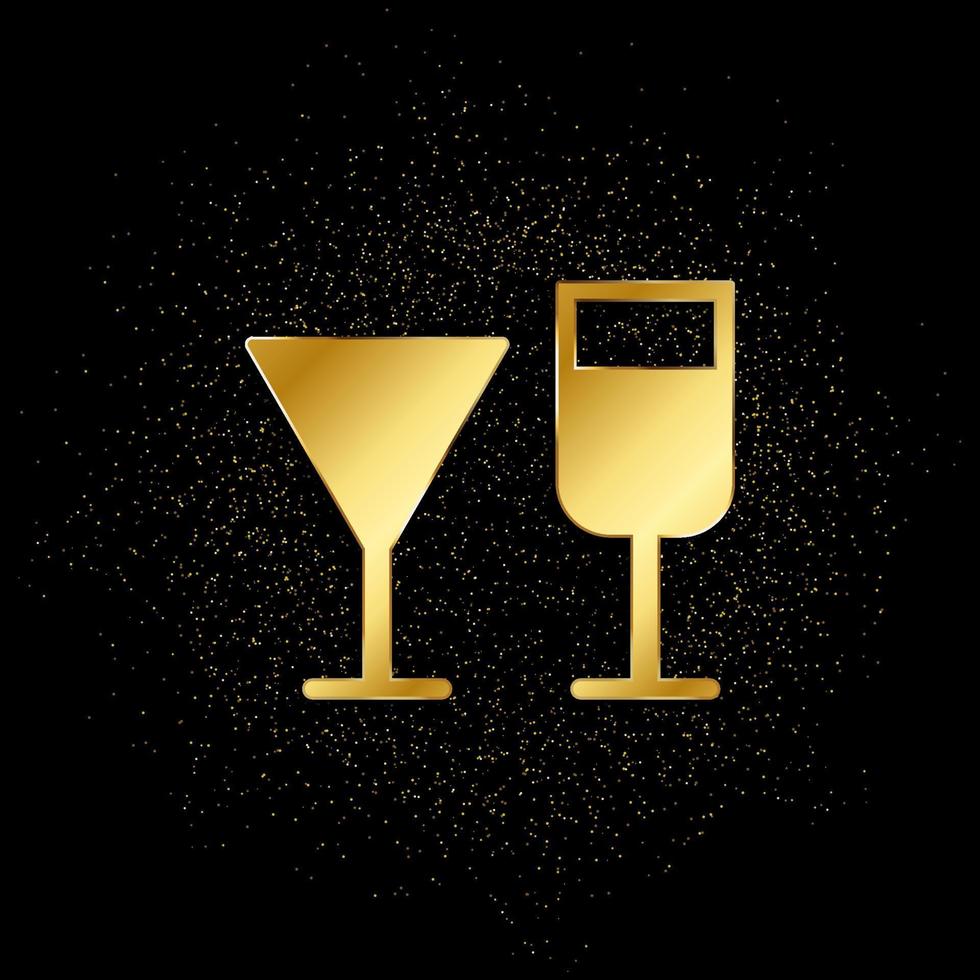 Wine glasses gold, icon. Vector illustration of golden particle on gold vector background