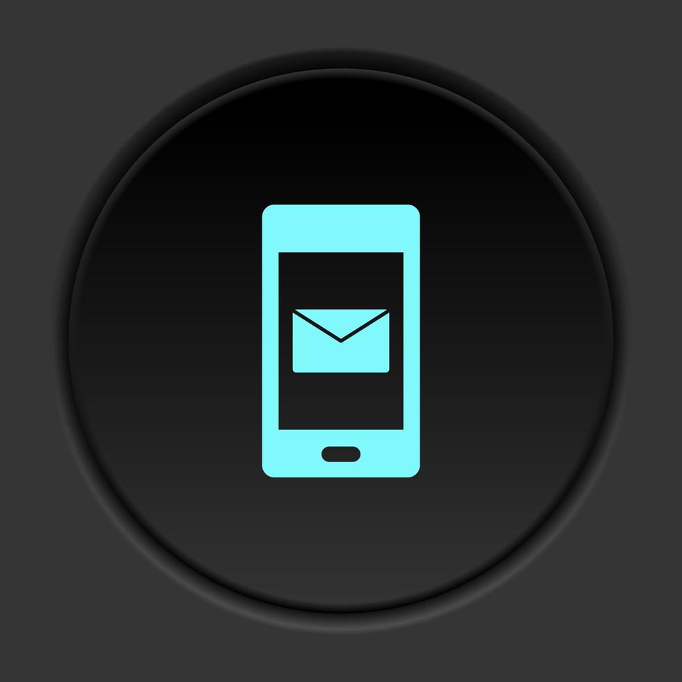 Dark button icon phone message. Button banner round badge interface for application illustration on darken background vector