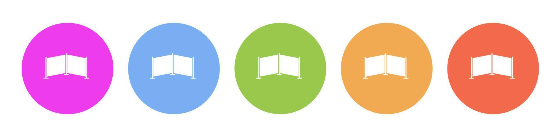 Multi colored flat icons on round backgrounds. curtain, wedding multicolor circle vector icon on white background