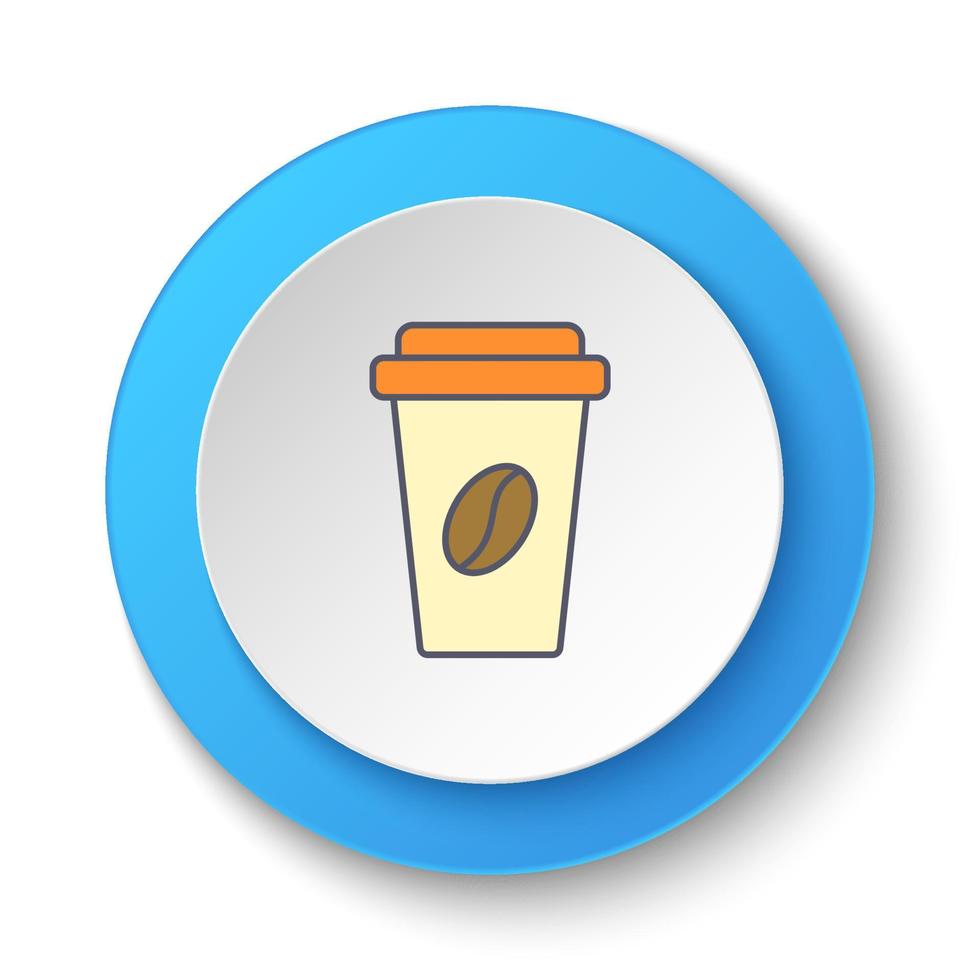 Round button for web icon, cold coffee. Button banner round, badge interface for application illustration on white background vector