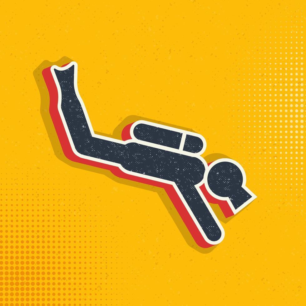 Diver, man pop art, retro icon. Vector illustration of pop art style on retro background