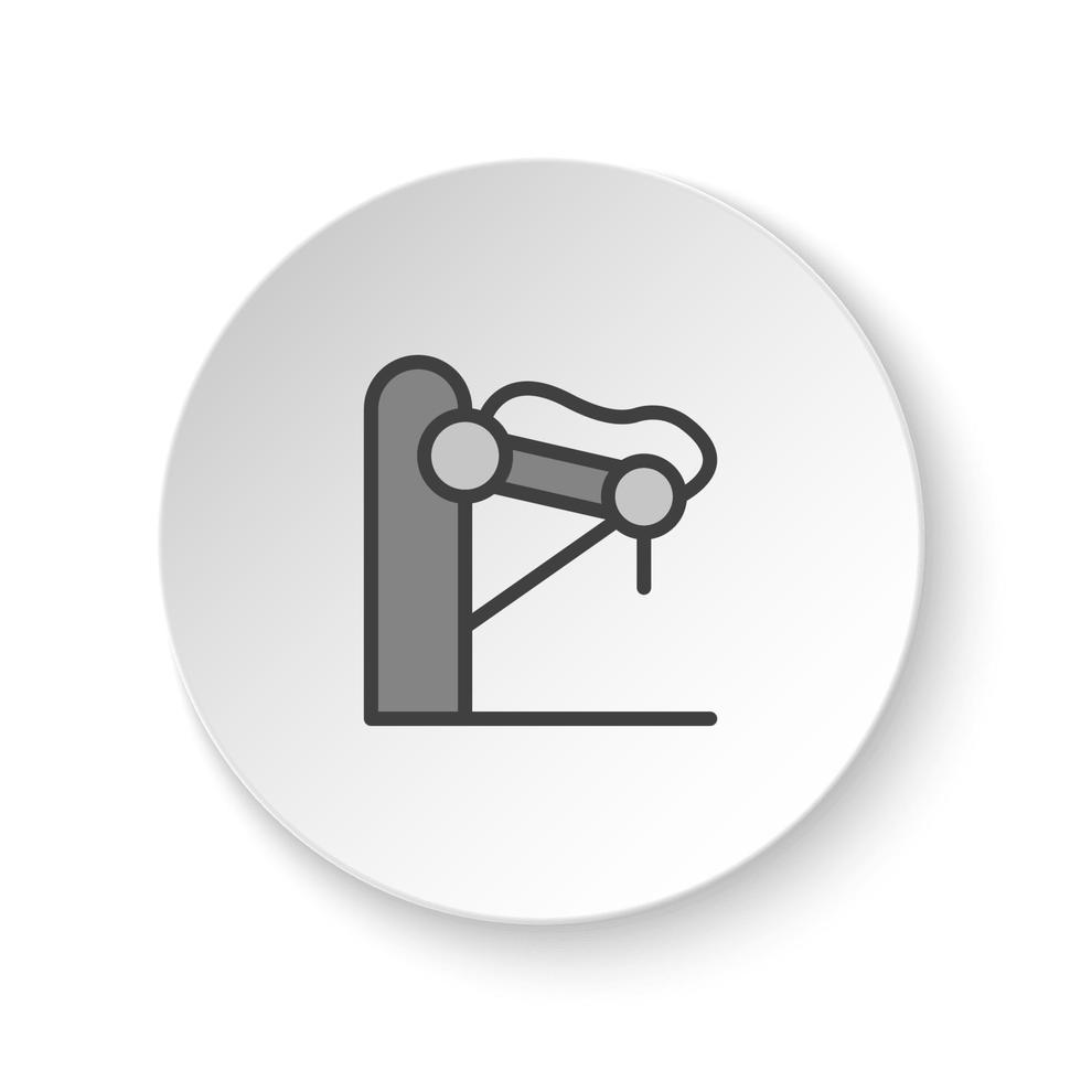 Round button for web icon, arc welding, industrial arm. Button banner round, badge interface for application illustration on white background vector