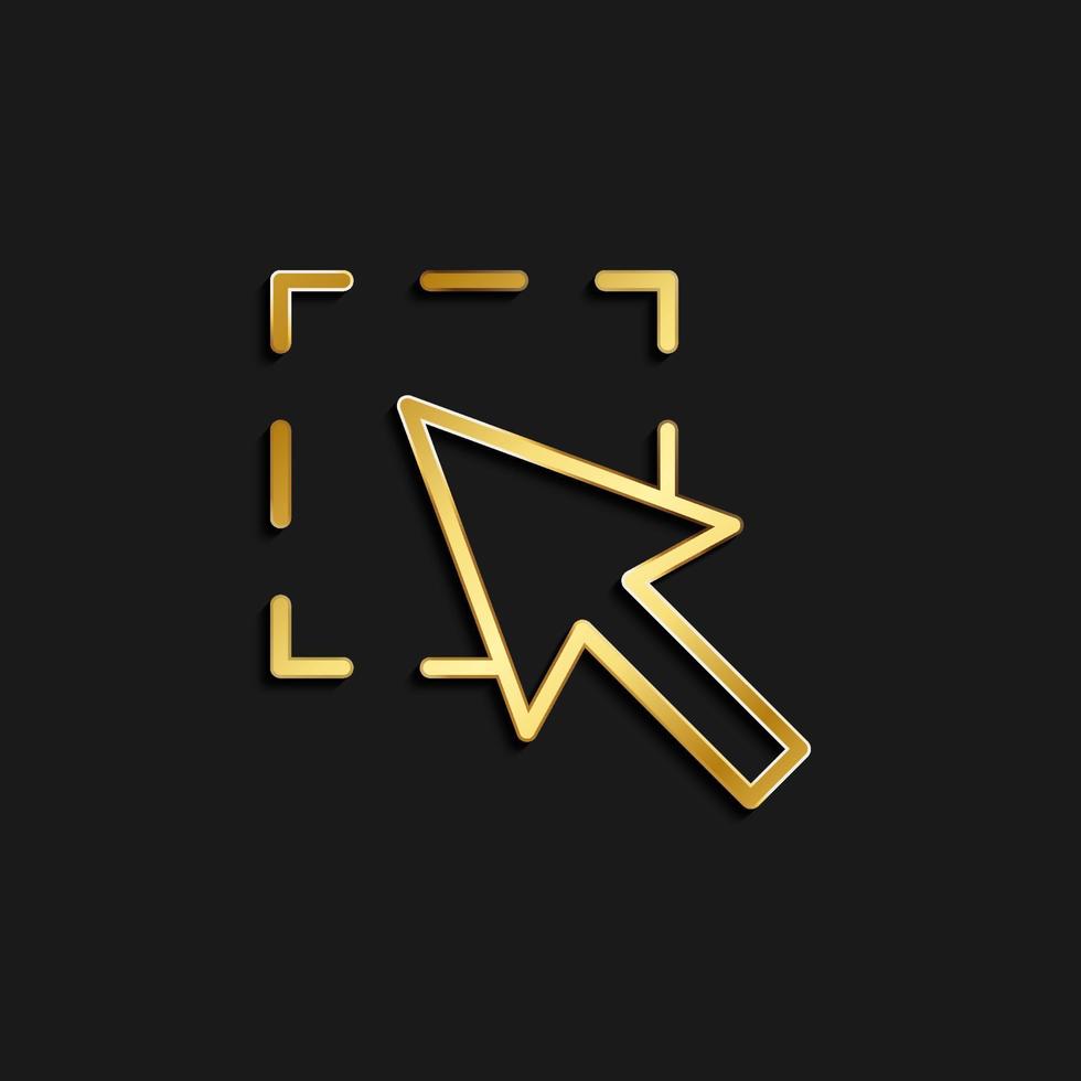 cursor, select gold icon. Vector illustration of golden dark background .