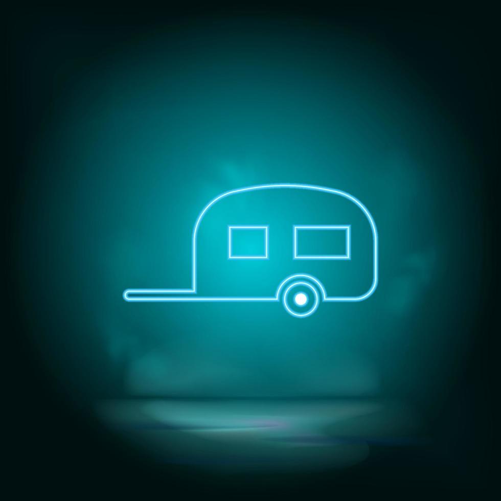 Caravan blue neon vector icon. Simple element illustration from map and navigation concept. Caravan blue neon vector icon. Real estate concept vector illustration. on white background