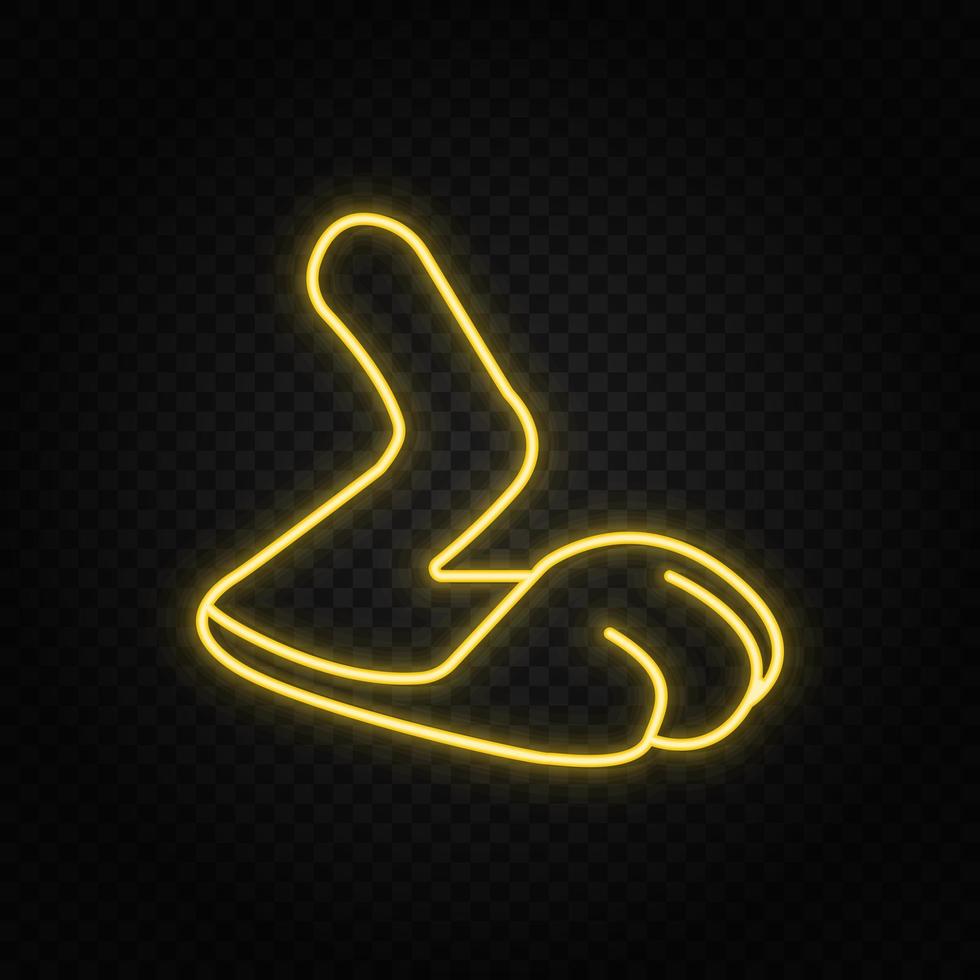 Run, leg, cartoon neon icon. Yellow neon vector icon. Vector transparent background