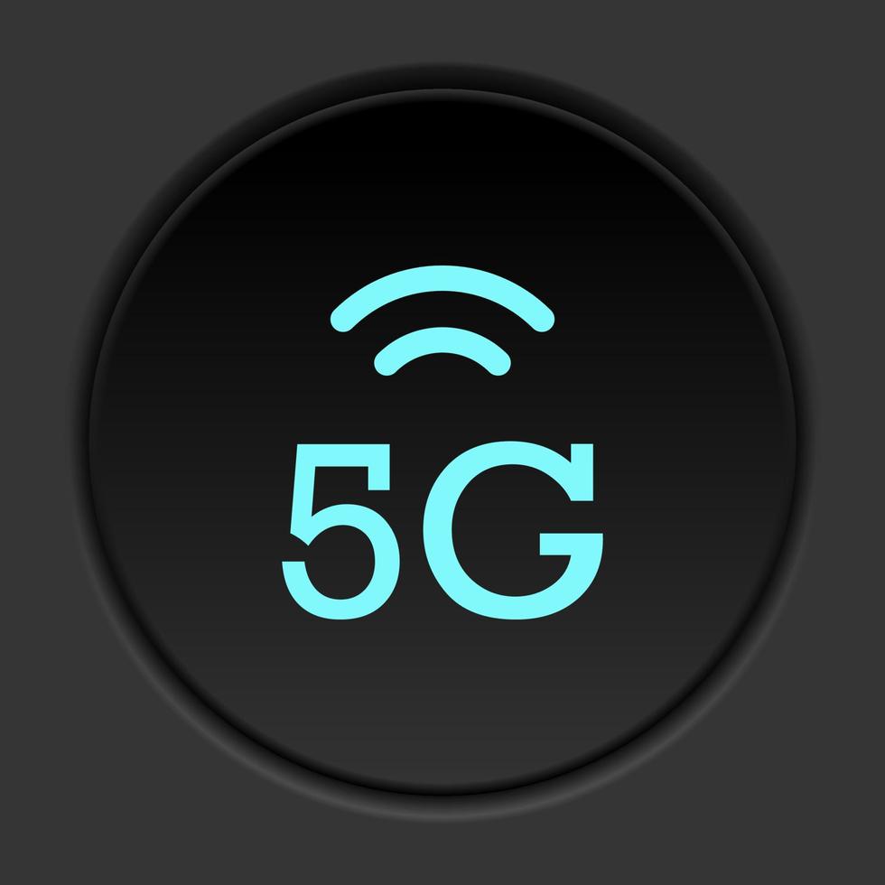 Dark button icon 5g signal. Button banner round badge interface for application illustration on darken background vector