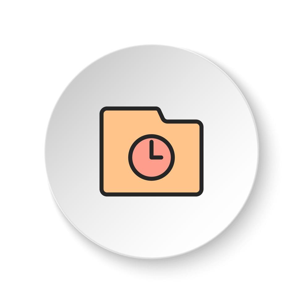 Round button for web icon, clock, folder, story. Button banner round, badge interface for application illustration on white background vector