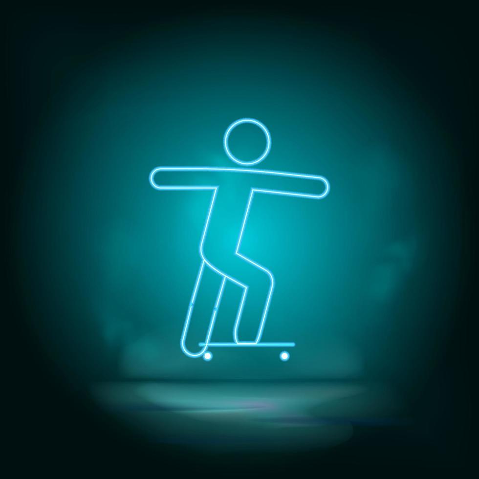 Skateboard blue neon vector icon. Simple element illustration from map and navigation concept. Skateboard blue neon vector icon. Real estate concept vector illustration. on white background