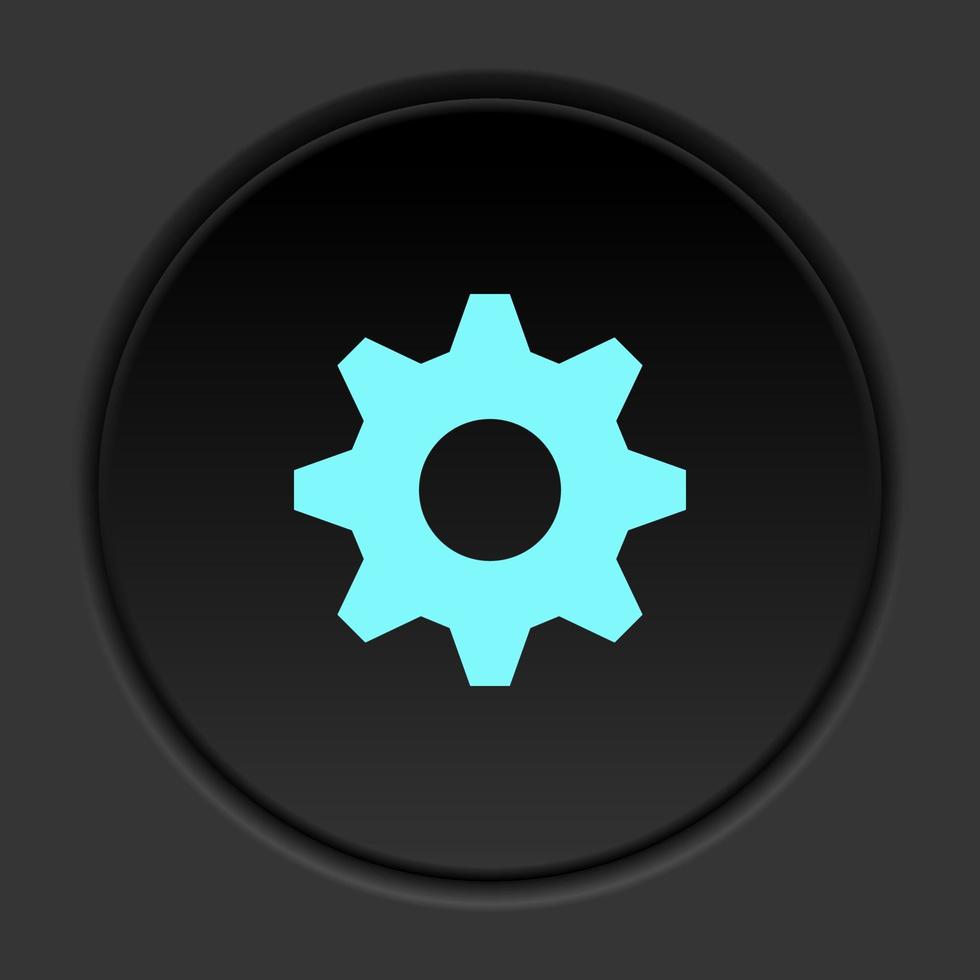 Round button icon, settings. Button banner round, badge interface for application illustration on dark background vector