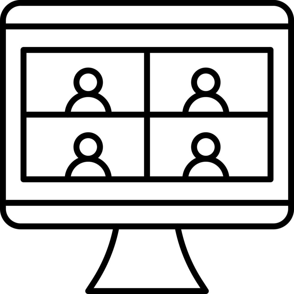 Remote work, remote learning or online video class with nine people flat vector icon for meeting apps and websites.