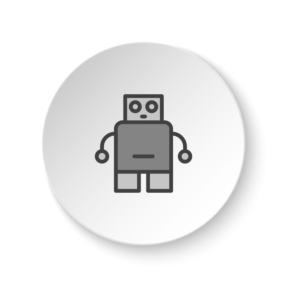 Round button for web icon, artificial intelligence, bionic man. Button banner round, badge interface for application illustration on white background vector