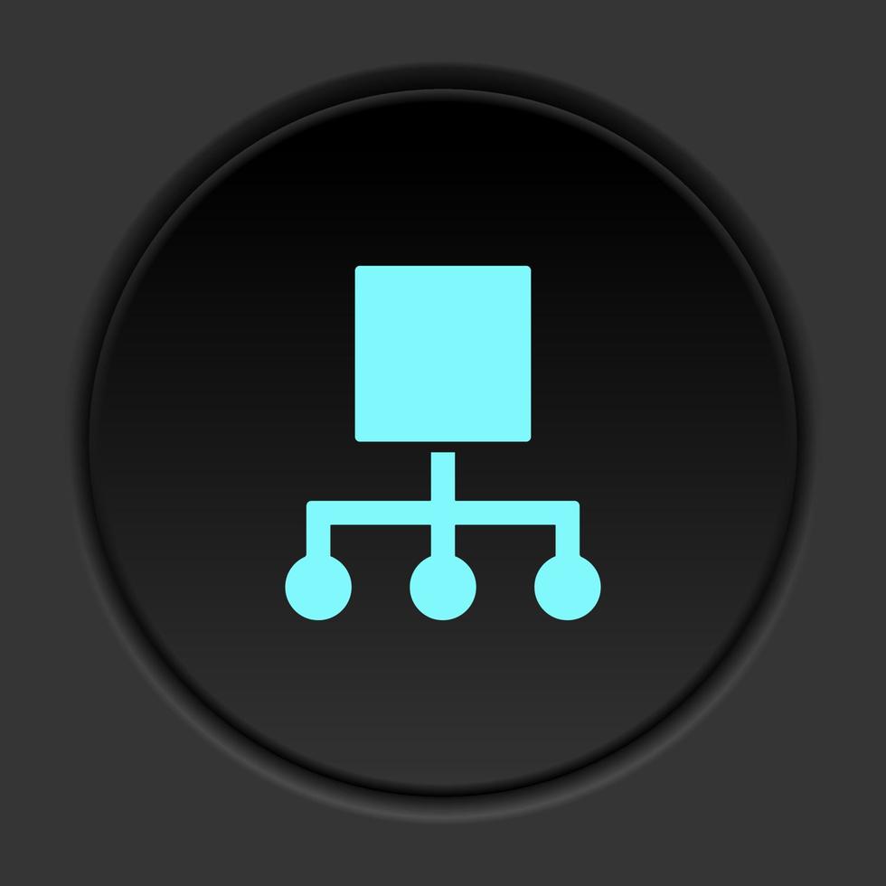 Round button icon, hierarchical, network. Button banner round, badge interface for application illustration on dark background vector