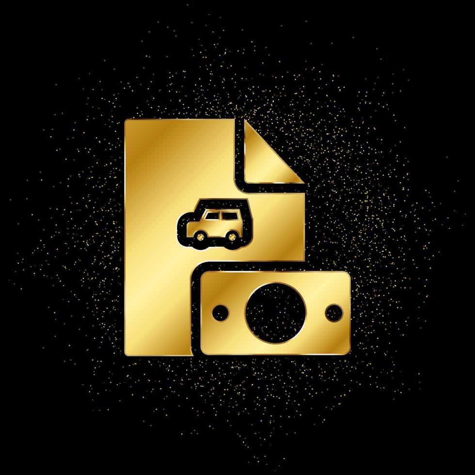 Soot, car, insurance, policy gold, icon. Vector illustration of golden particle background . Vector gold background