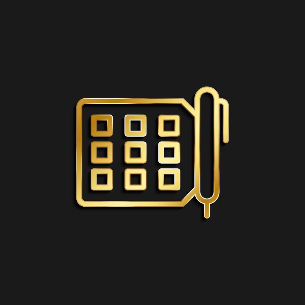 tasks, todo gold icon. Vector illustration of golden dark background .