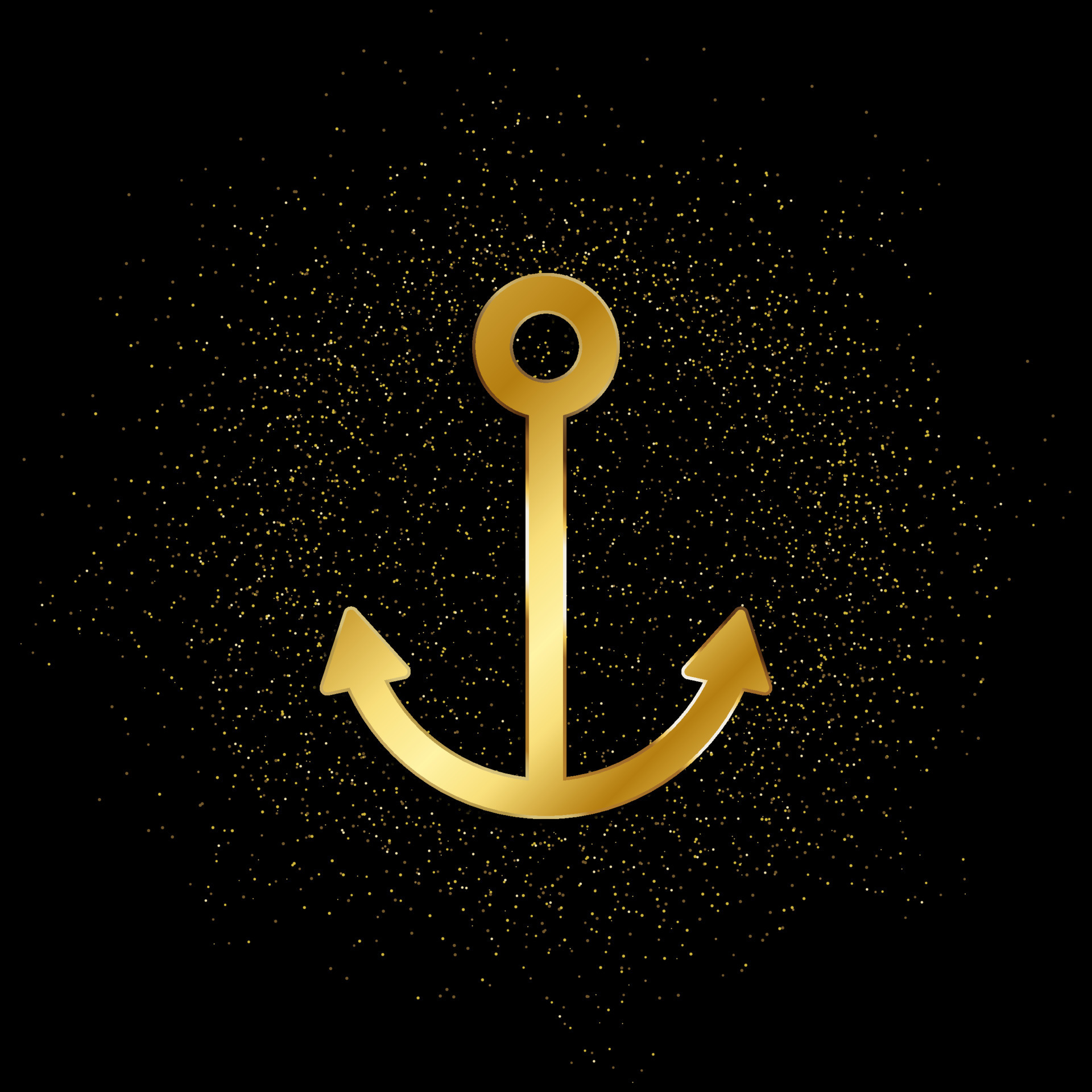 Anchor gold, icon. Vector illustration of golden particle on gold