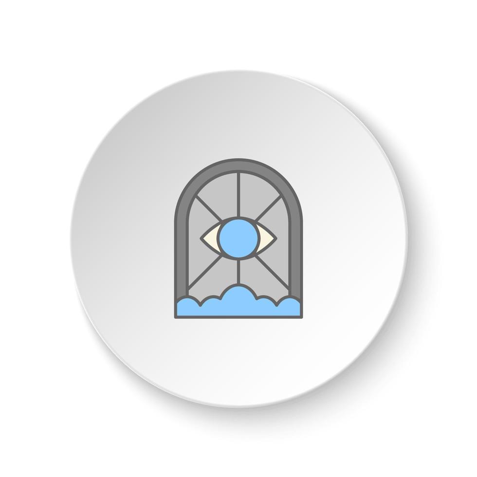Round button for web icon, Gate, eye, cloud symbol. Button banner round, badge interface for application illustration on white background vector