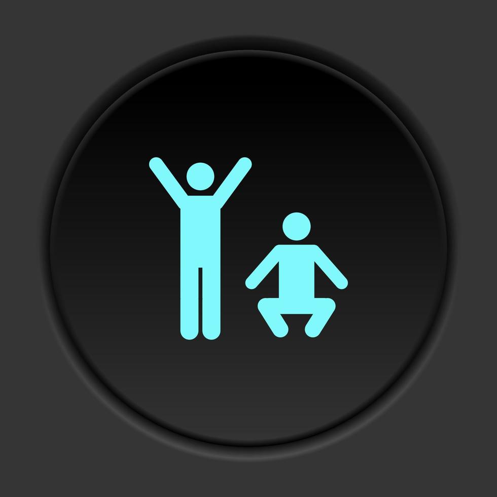 Round button icon Exercise mans. Button banner round badge interface for application illustration on dark background vector