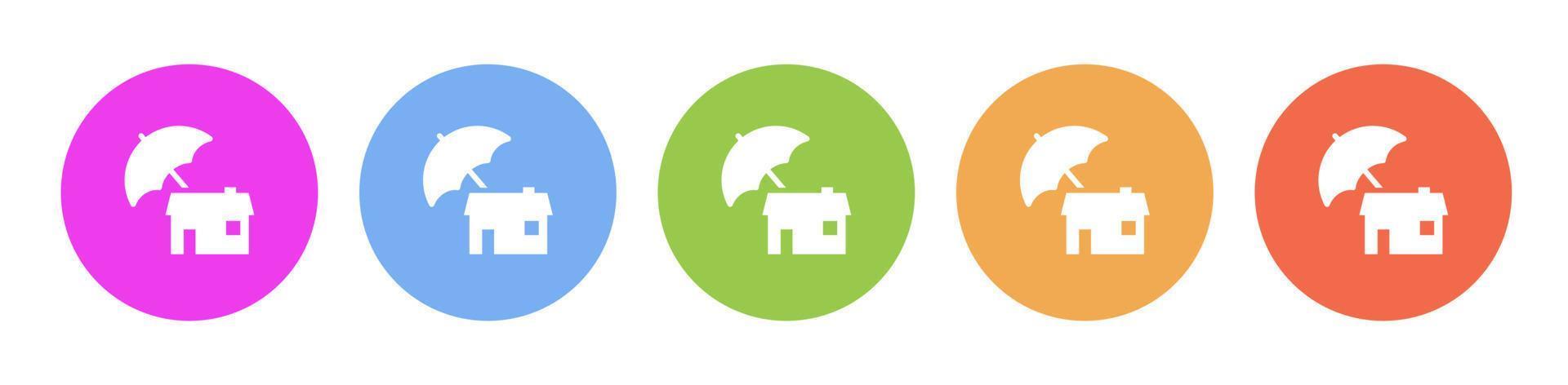 Multi colored flat icons on round backgrounds. Home, house, insurance, property multicolor circle vector icon on white background