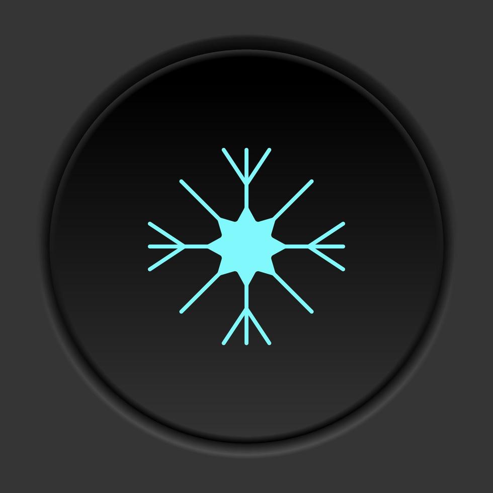 Round button icon Snow. Button banner round badge interface for application illustration on dark background vector