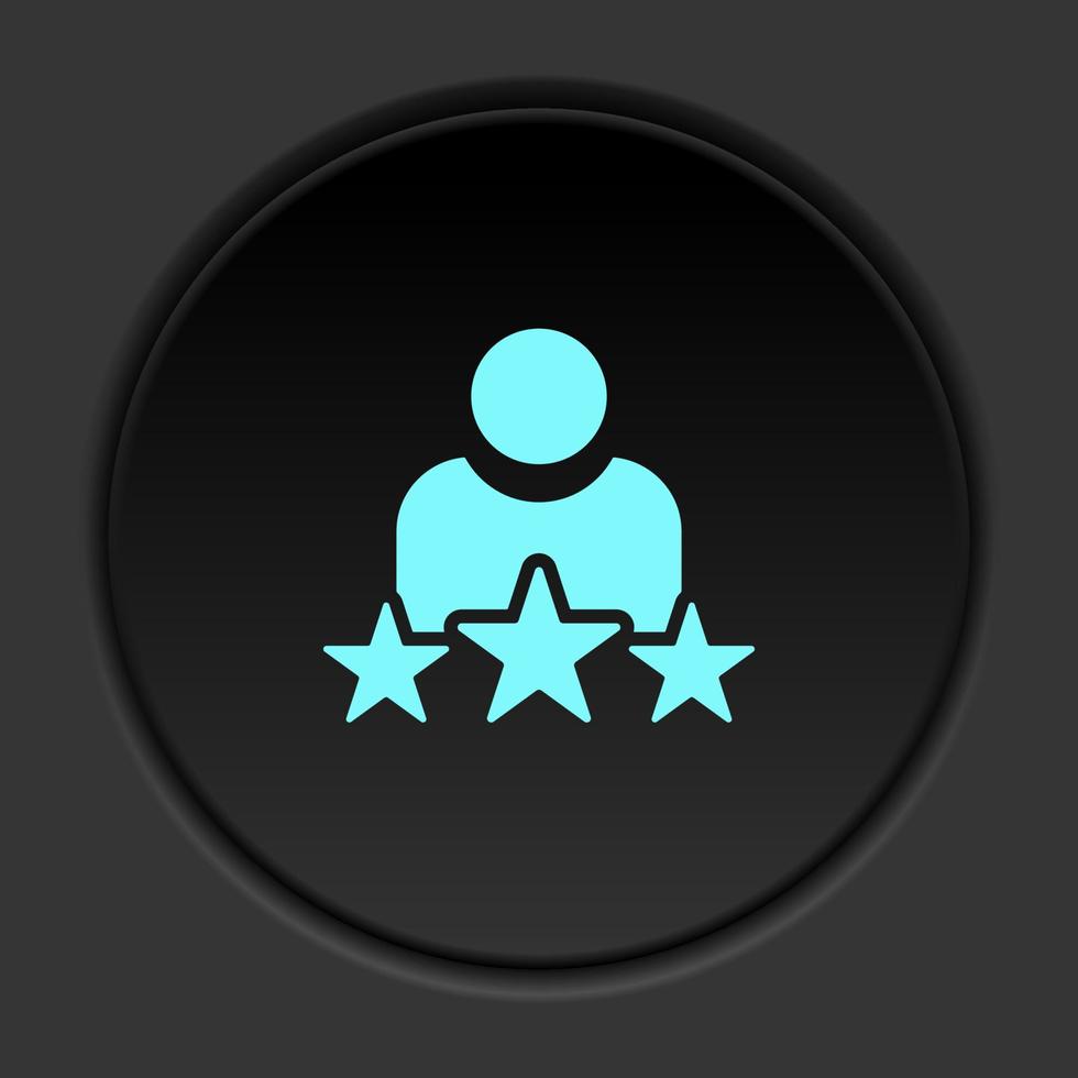 Round button icon, rating. Button banner round, badge interface for application illustration on dark background vector