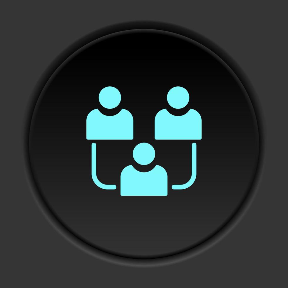 Round button icon, avatars, users, contact. Button banner round, badge interface for application illustration on dark background vector