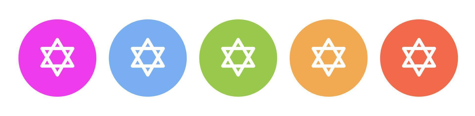 Multi colored flat icons on round backgrounds. Israel star of david multicolor circle vector icon on white background