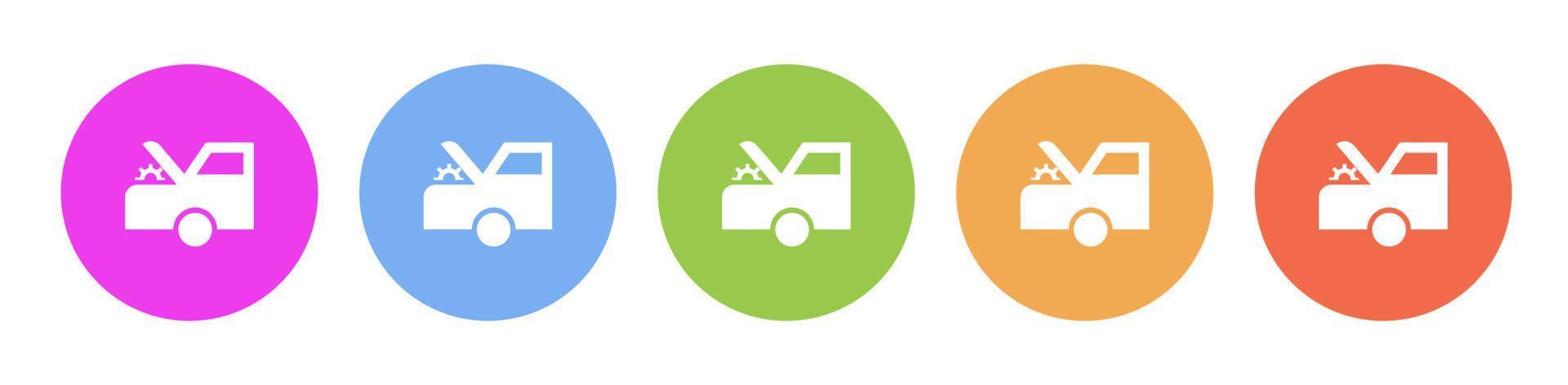 Multi colored flat icons on round backgrounds. Car, check, service multicolor circle vector icon on white background