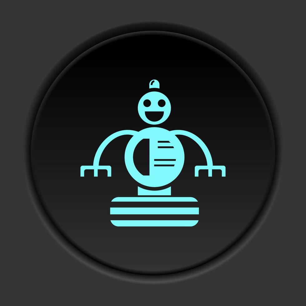 Dark button icon Robot technology. Button banner round badge interface for application illustration on darken background vector