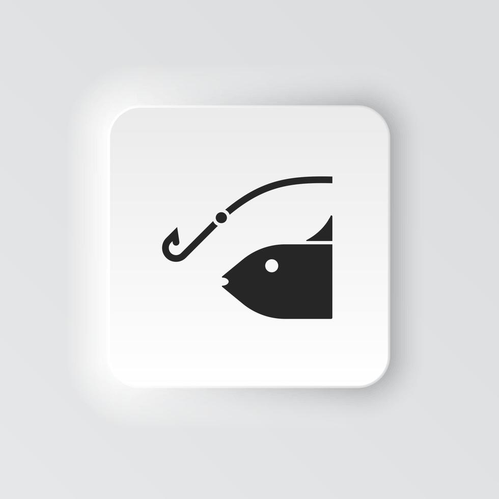 Rectangle button icon Fishing. Button banner Rectangle badge interface for application illustration on neomorphic style on white background vector
