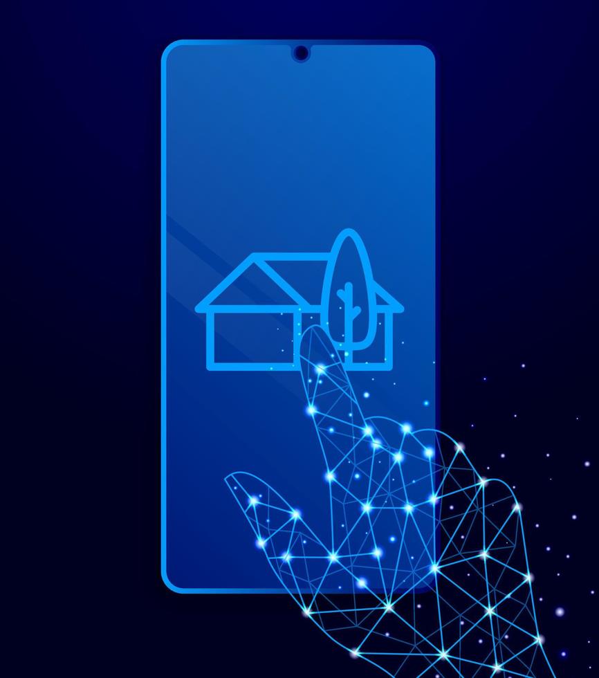 home, house vector icon. Polygon style touch phone vector illustration