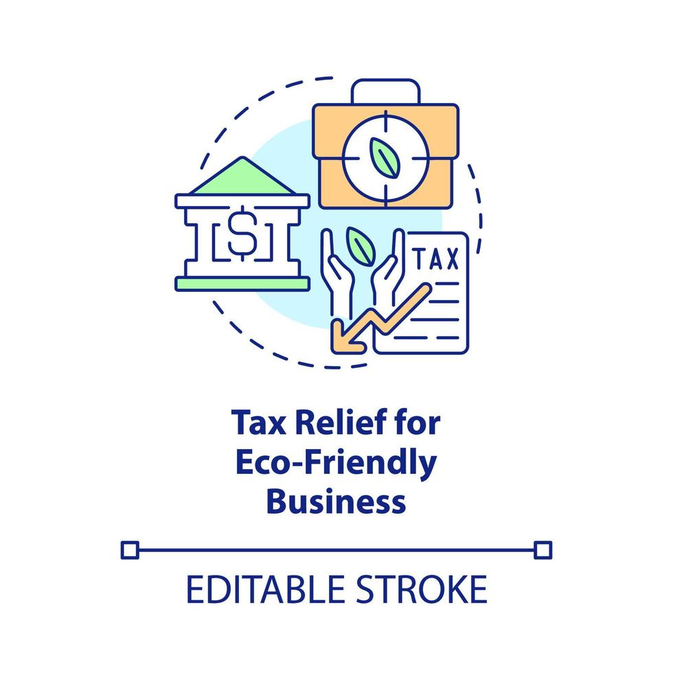 Tax relief for eco-friendly concept icon. Encourage green business. Sustainable abstract idea thin line illustration. Isolated outline drawing. Editable stroke vector