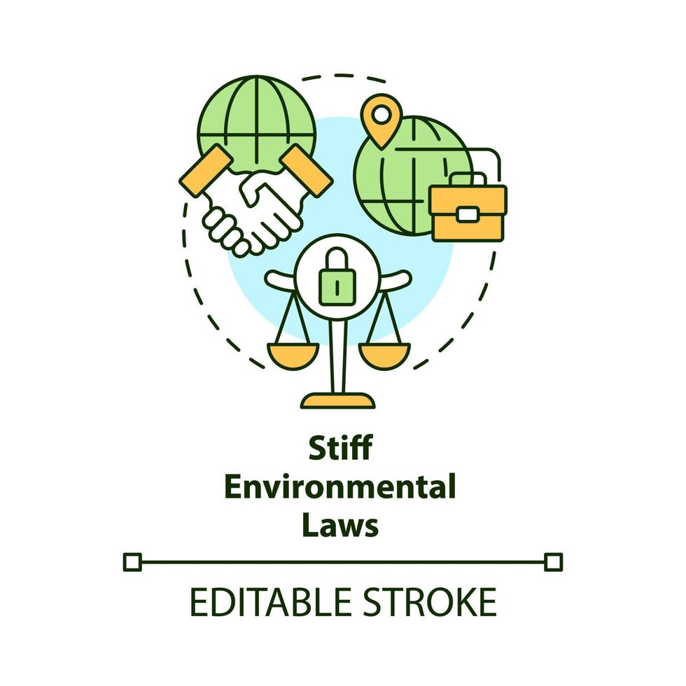 Stiff environmental laws concept icon. Sustainable manufacture. Eco-friendly business abstract idea thin line illustration. Isolated outline drawing. Editable stroke vector