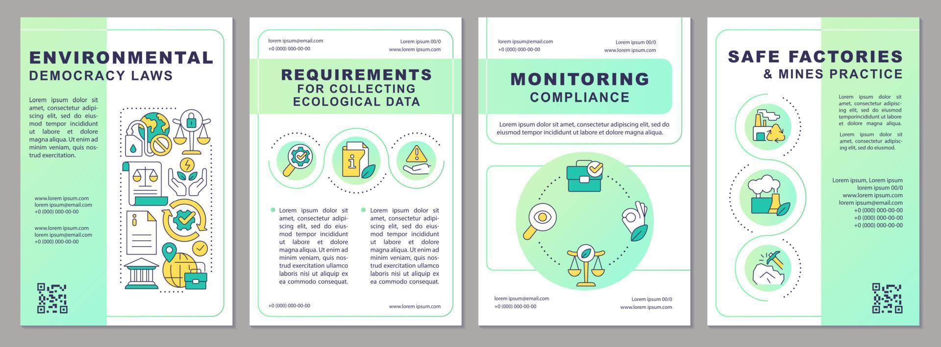 ambiental democracia ley verde folleto modelo. ecología control. folleto diseño con lineal iconos editable 4 4 vector diseños para presentación, anual informes