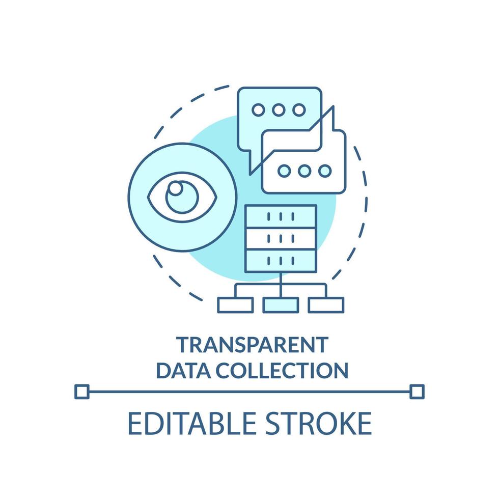 Transparent data collection turquoise concept icon. Consumer information usage abstract idea thin line illustration. Isolated outline drawing. Editable stroke vector