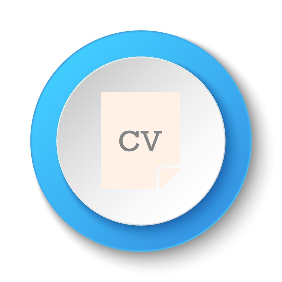 Round button for web icon, cv. Button banner round, badge interface for application illustration on white background vector